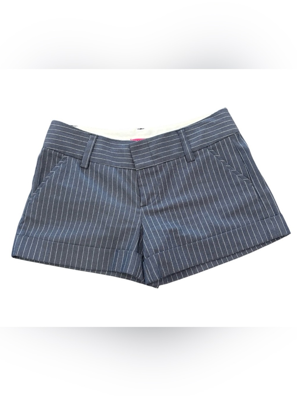 Alice + Olivia Pinstripe Tailored Cuffed Shorts Size 6 Gray Blue